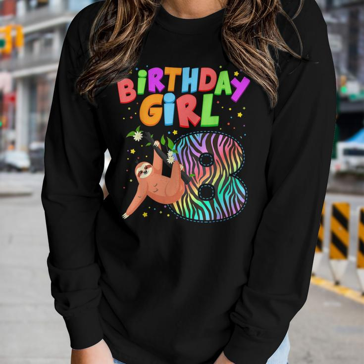 Sloth 8 Year Old Birthday Girls Matching Family Cute Sloth Women Long Sleeve T-shirt Gifts for Her