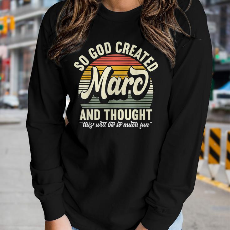 So God Created Marc Name Marc Birthday Women Long Sleeve T-shirt | Mazezy