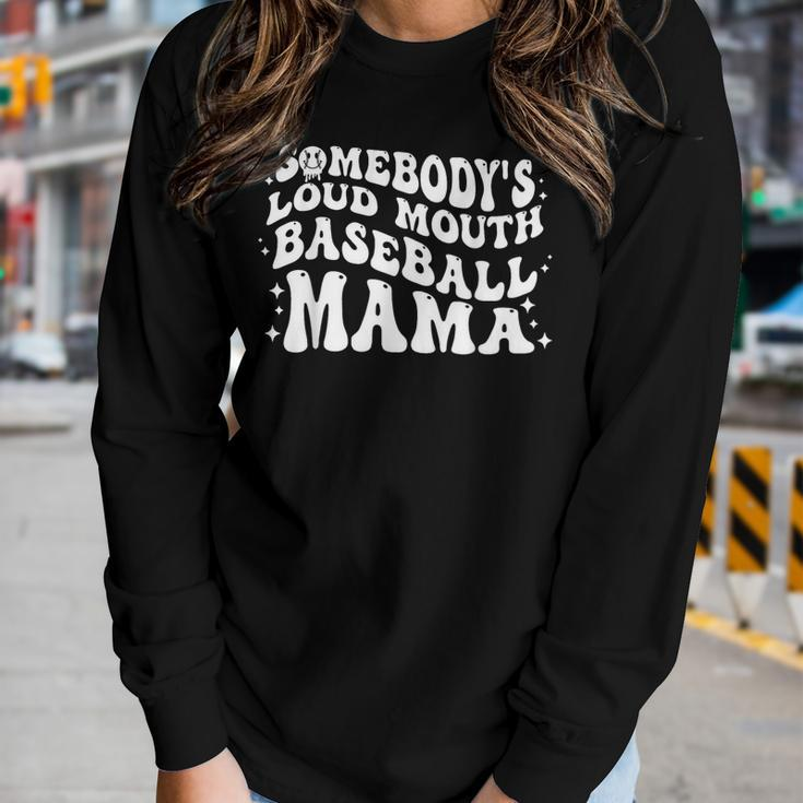 Somebodys Loud Mouth Baseball Mama Melting Smile Mother Women Long Sleeve T-shirt Gifts for Her