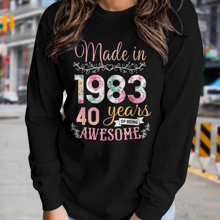 Turning 40 Birthday Decoration Women 40Th Bday 1983 Birthday Women Graphic Long Sleeve T-shirt Gifts for Her