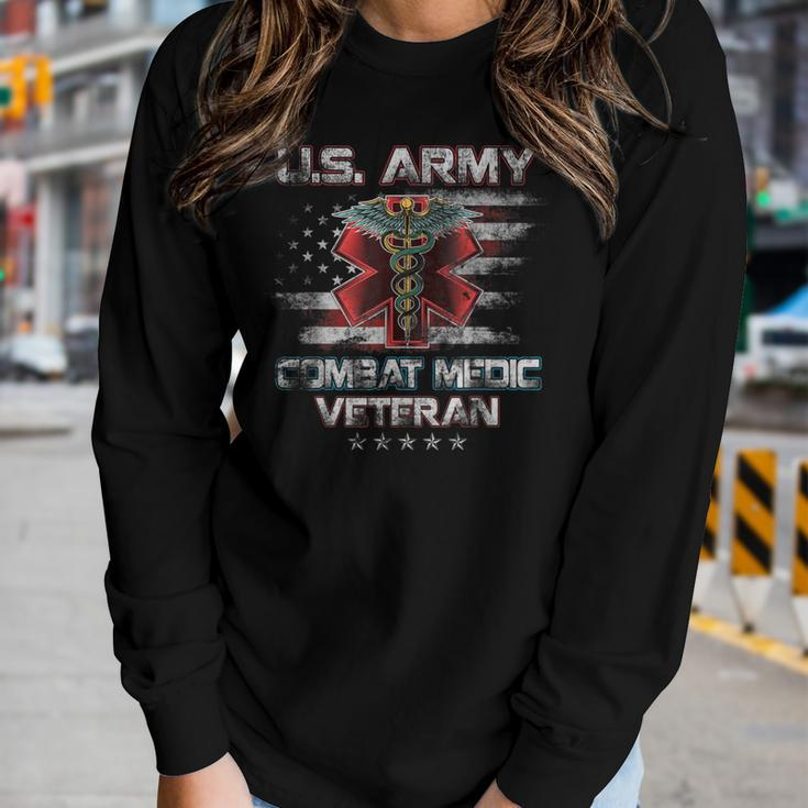 US Army Combat Medic Proud Veteran Medical Military Retired Women Graphic Long Sleeve T-shirt Gifts for Her