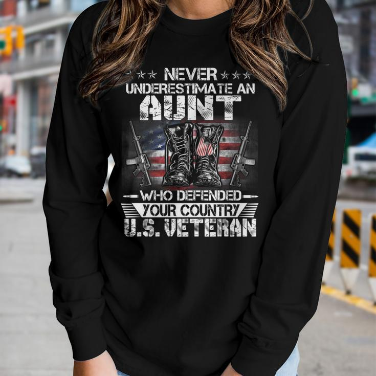 Us Veteran Aunt Veterans Day Us Patriot Patriotic Women Graphic Long Sleeve T-shirt Gifts for Her