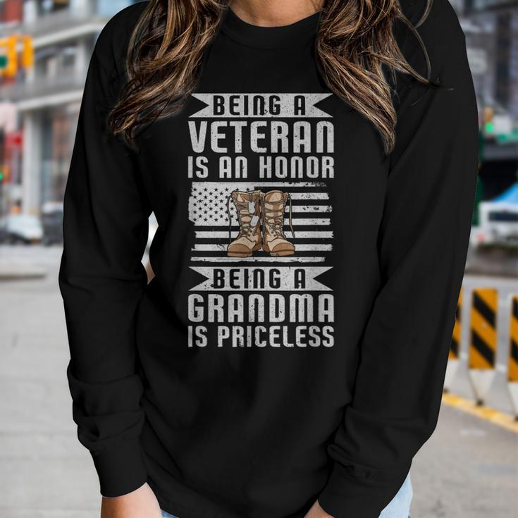 Veteran Honor Grandma Priceless American Veteran Grandma Women Graphic Long Sleeve T-shirt Gifts for Her