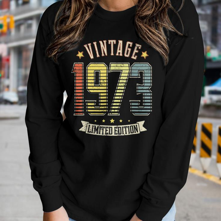 Vintage 1973 Birth Year Limited Edition 50 Years Old Gifts Women Graphic Long Sleeve T-shirt Gifts for Her