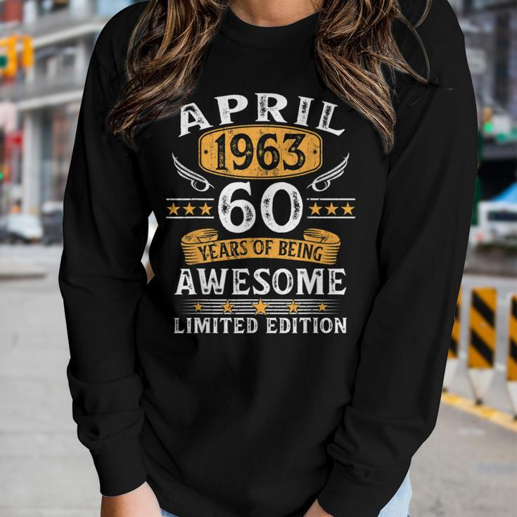 Vintage 60 Year Old Gift 60Th Birthday For Men April 1963 Women Graphic Long Sleeve T-shirt Gifts for Her