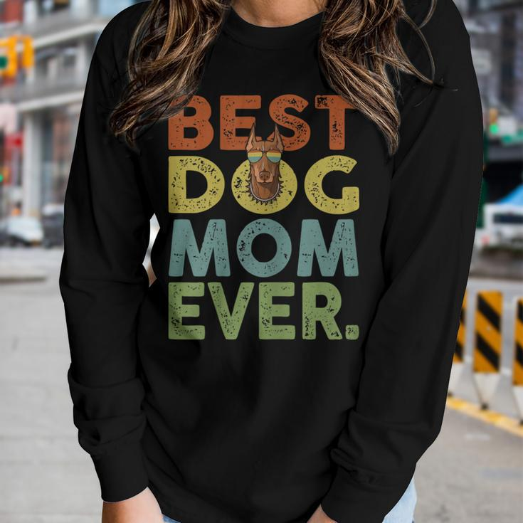 Vintage Best Dog Mom Ever Doberman Dog Lover Women Long Sleeve T-shirt Gifts for Her