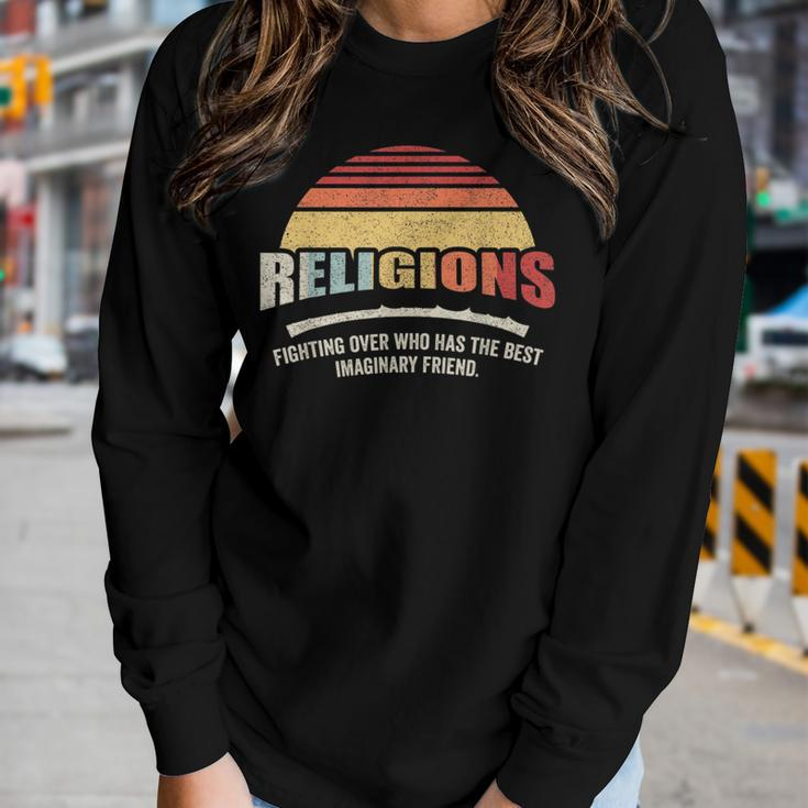 Vintage Retro Religions Sarcastic Def For Atheist Science Women Long Sleeve T-shirt Gifts for Her