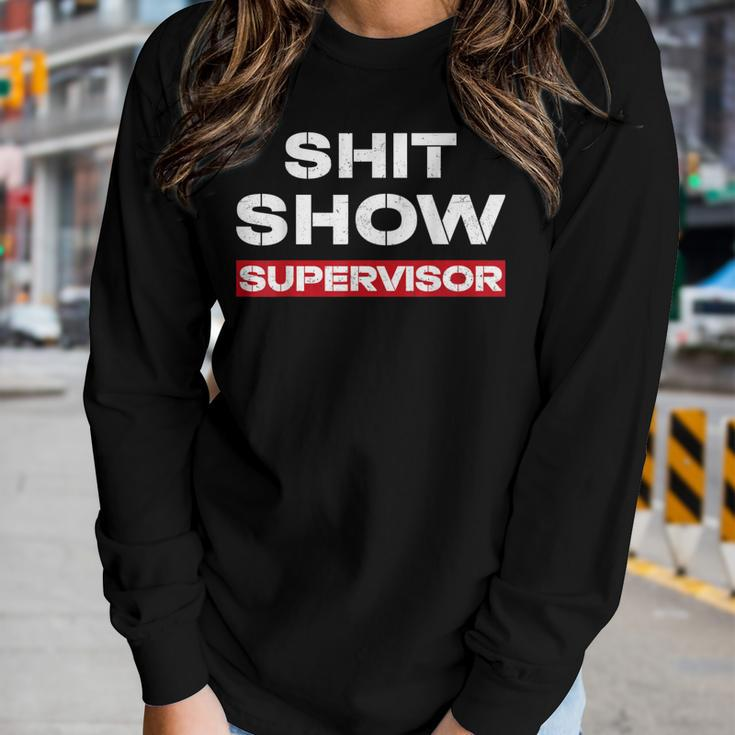 Vintage Shit Show Supervisor Mom Boss Manager Teacher Women Long Sleeve T-shirt Gifts for Her