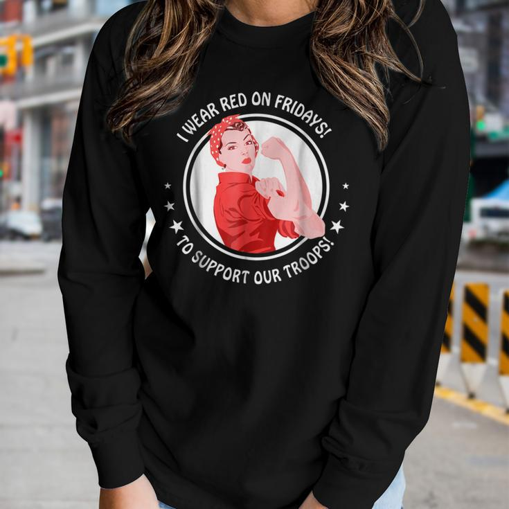 I Wear Red On FridaysShirt For Military Women Mom Wife Women Long Sleeve T-shirt Gifts for Her