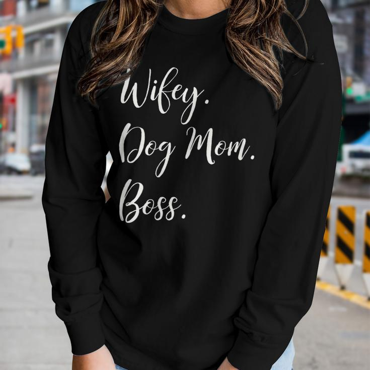 Womens Wifey Dog Mom Boss Happy Shirt Women Long Sleeve T-shirt Gifts for Her
