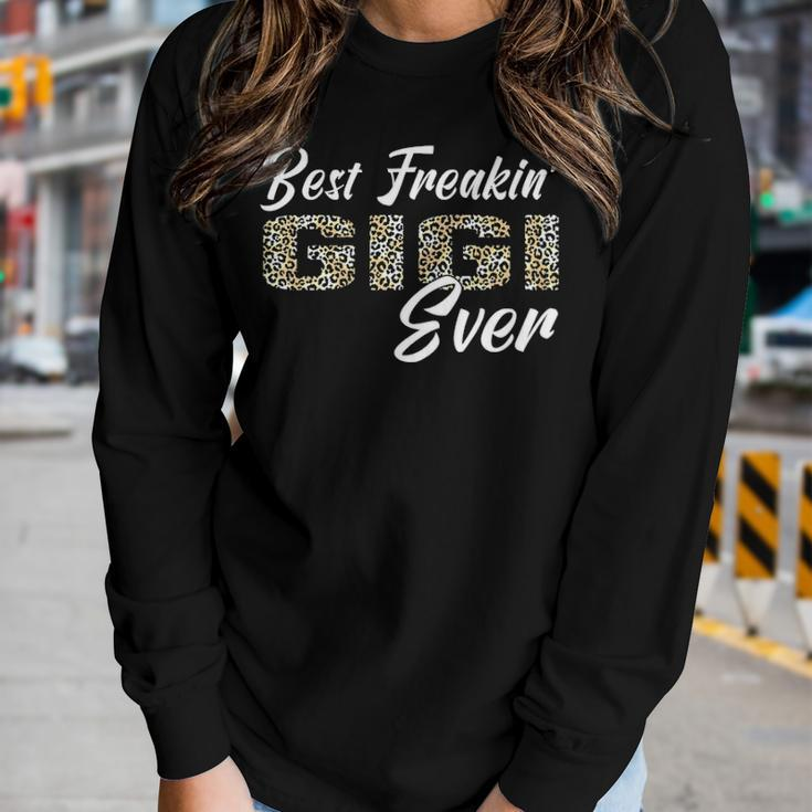 Womens Best Freakin Gigi Ever Leopard Mothers Day Gigi Gift Women Graphic Long Sleeve T-shirt Gifts for Her