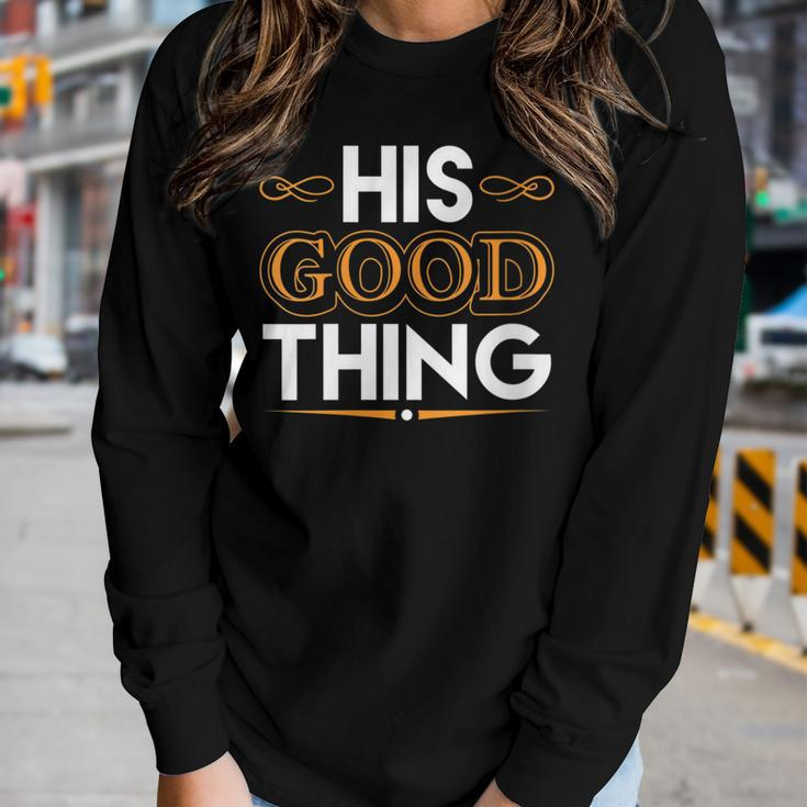 Womens He Who Finds His Good Thing Proverbs 18 22 Matching Couple Women Graphic Long Sleeve T-shirt Gifts for Her