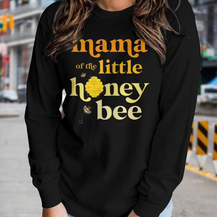 Womens Mama Of Little Honey Bee Birthday Gender Reveal Baby Shower Women Graphic Long Sleeve T-shirt Gifts for Her