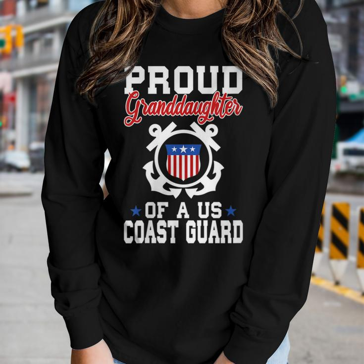 Womens Proud Us Coast Guard Granddaughter Women Graphic Long Sleeve T-shirt Gifts for Her