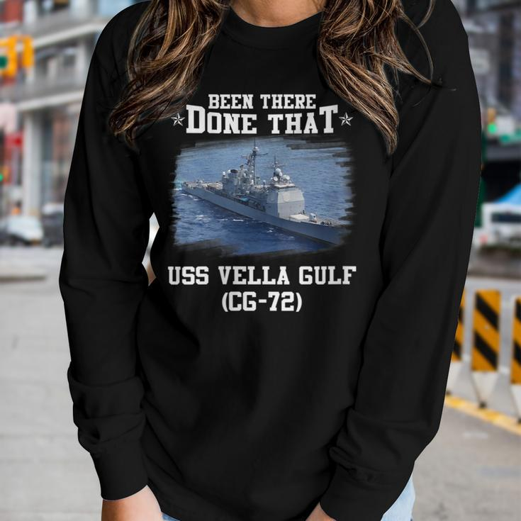 Womens Uss Vella Gulf Cg-72 Ticonderoga Class Cruiser Father Day Women Graphic Long Sleeve T-shirt Gifts for Her