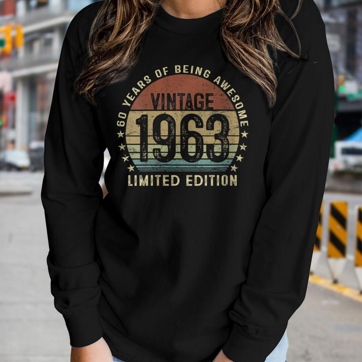 Womens Vintage 1963 60Th Birthday Limited Edition 60 Year Old Gifts Women Graphic Long Sleeve T-shirt Gifts for Her