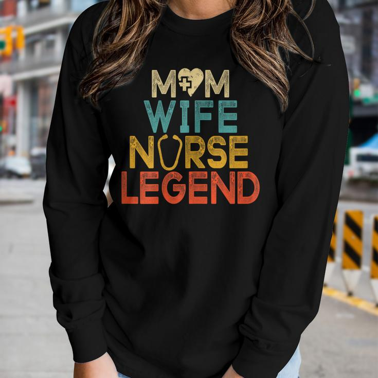 Womens Wife Mom Nurse Legend Womens Rn Lpn Mothers Day For Nurses Women Graphic Long Sleeve T-shirt Gifts for Her