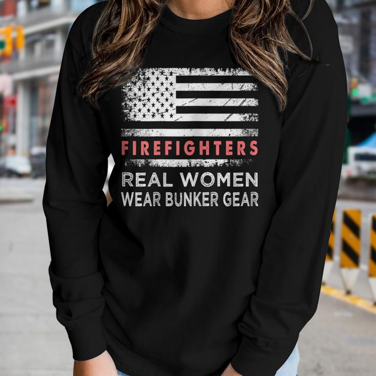 Womens Womens Firefighter Female Fire Fighter Firefighting Mom Women Graphic Long Sleeve T-shirt Gifts for Her
