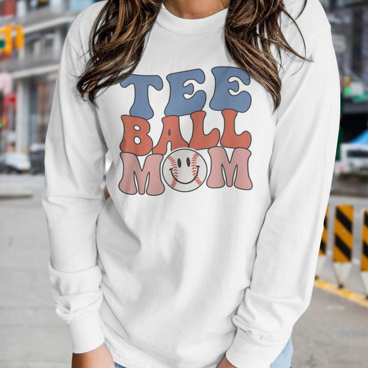 Ball Mom Groovy Tball Mama Baseball Women Long Sleeve T-shirt Gifts for Her