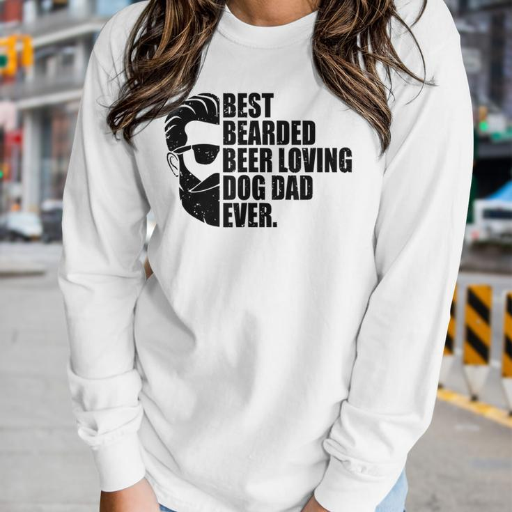 Best Bearded Beer Loving Dog Dad Pet Lovin Owner Women Long Sleeve T-shirt Gifts for Her
