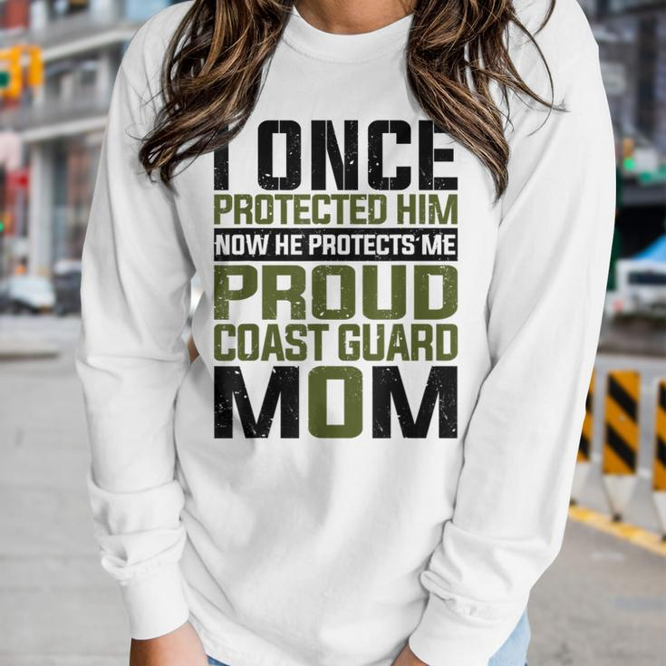 Coast Guard Mom Now She Protects Me Proud Coast Guard Mom Women Graphic Long Sleeve T-shirt Gifts for Her
