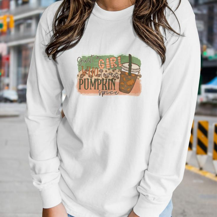 Fall Just A Girl Who Loves Pumpkin Spice Thankful Gifts Women Graphic Long Sleeve T-shirt Gifts for Her
