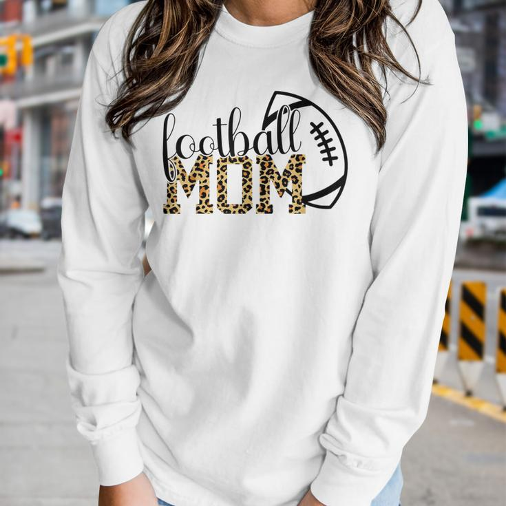 Football Mom Leopard Football Mama Game Day Football Womens Women Long Sleeve T-shirt Gifts for Her
