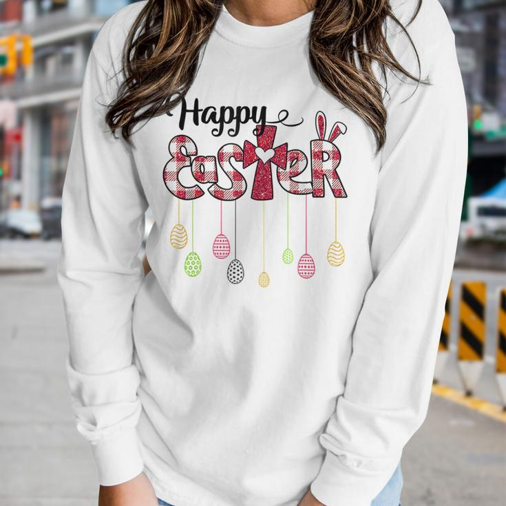 Happy Easter Day Christian Religious Jesus Cute Bunny Egg Women Graphic Long Sleeve T-shirt Gifts for Her