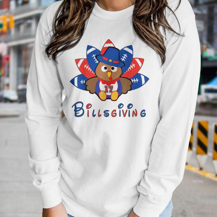 Happy Thanksgiving Billsgiving Chicken Football Women Long Sleeve T-shirt Gifts for Her
