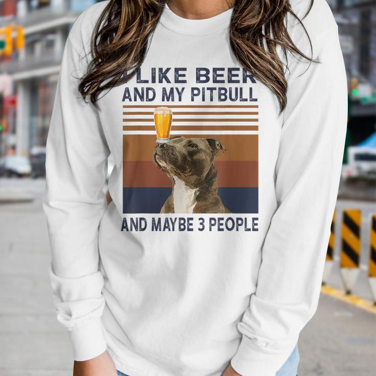 I Like Beer And My Pitbull And Maybe 3 People Women Graphic Long Sleeve T-shirt Gifts for Her