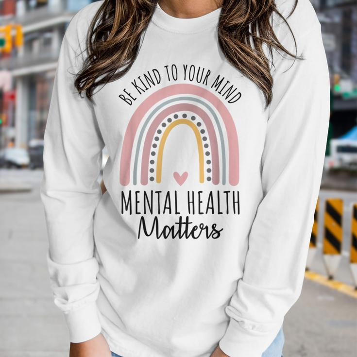 Be Kind Mental Health Matters Polka Dot Rainbow Awareness Women Long Sleeve T-shirt Gifts for Her