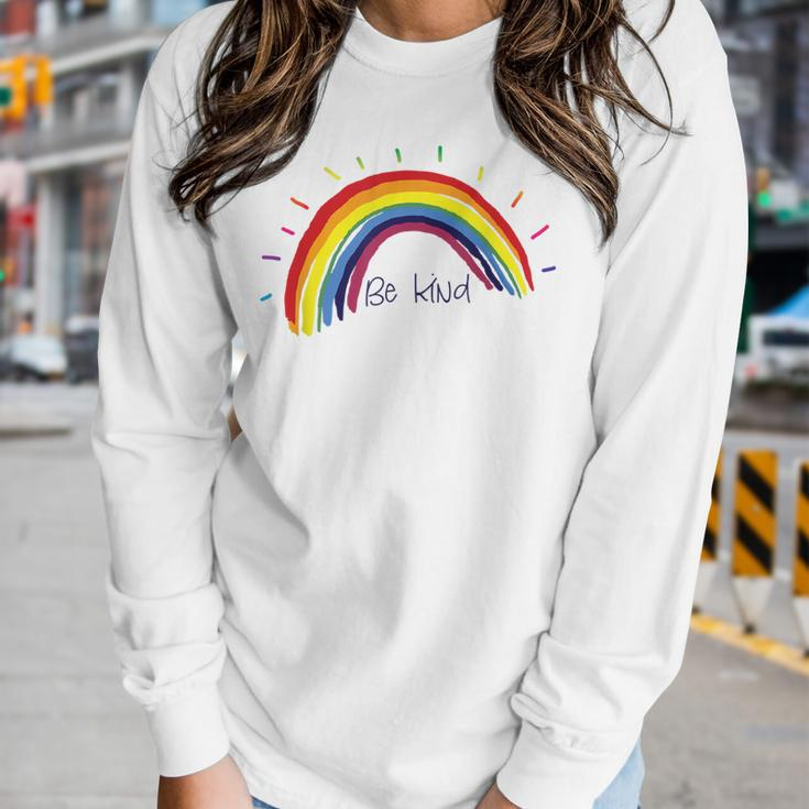 Kindness Rainbow Positive Message - Be Kind Women Long Sleeve T-shirt Gifts for Her