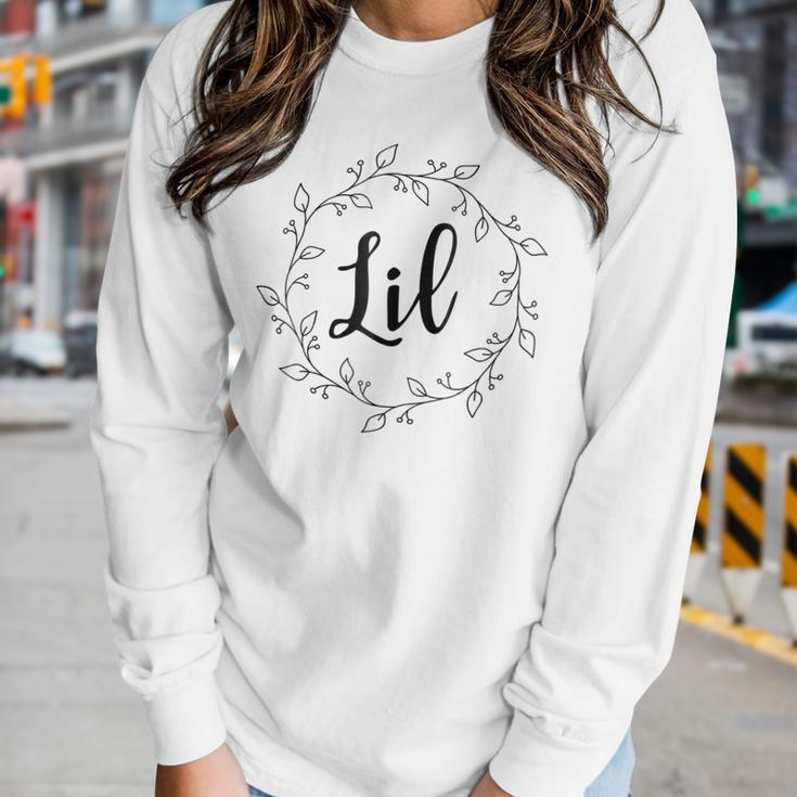 Lil Little Sister Sorority Matching Wreath Black Women Long Sleeve T-shirt Gifts for Her