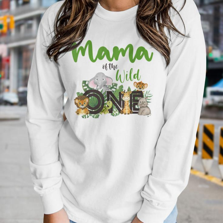 Mama Of The Wild One Zoo Birthday Safari Jungle Animal Mom Women Long Sleeve T-shirt Gifts for Her