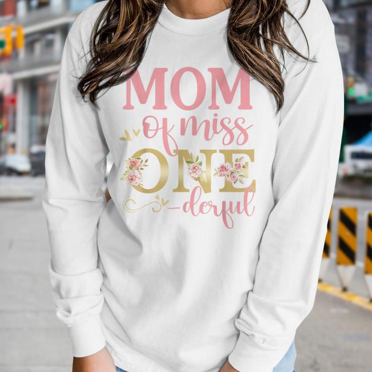Mom Of Little Miss Onederful 1St Birthday Family Matching Women Graphic Long Sleeve T-shirt Gifts for Her