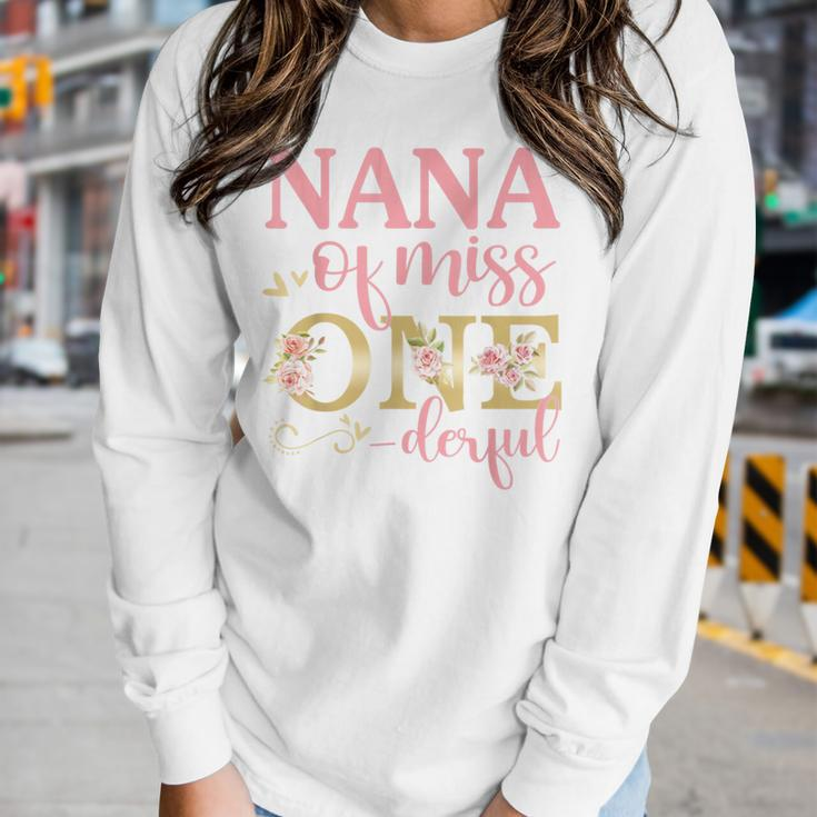 Nana Of Little Miss Onederful 1St Birthday Family Matching Women Graphic Long Sleeve T-shirt Gifts for Her