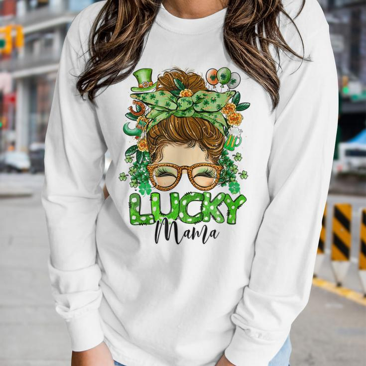 Womens One Lucky Mama St Patricks Day Mom Mother Shamrock Women Long Sleeve T-shirt Gifts for Her