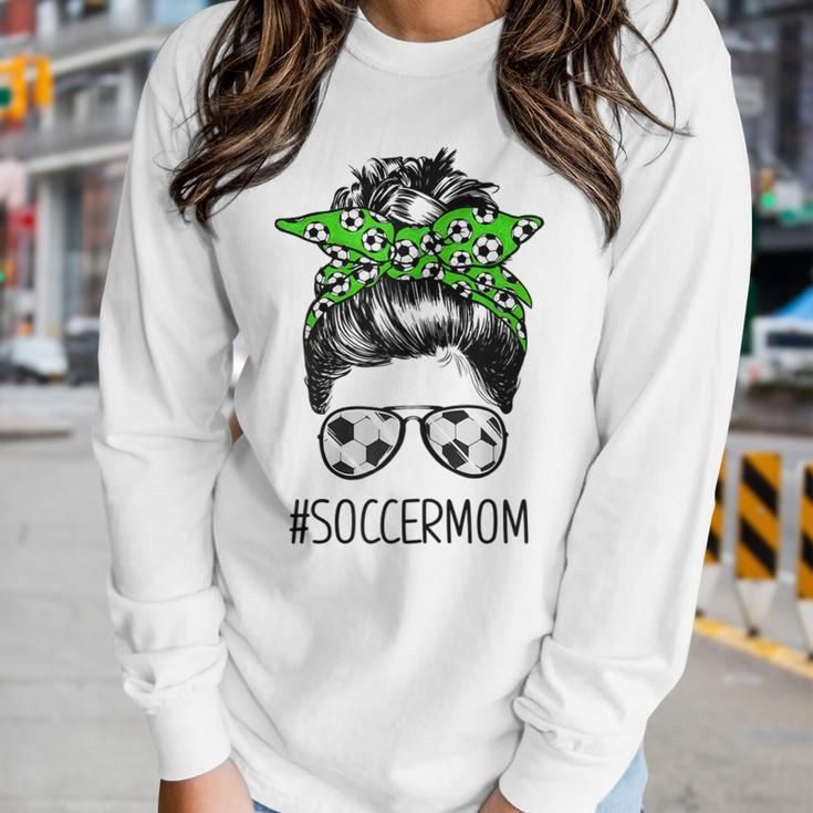Ph Messy Bun Soccer Mom Soccer Players Women Long Sleeve T-shirt Gifts for Her