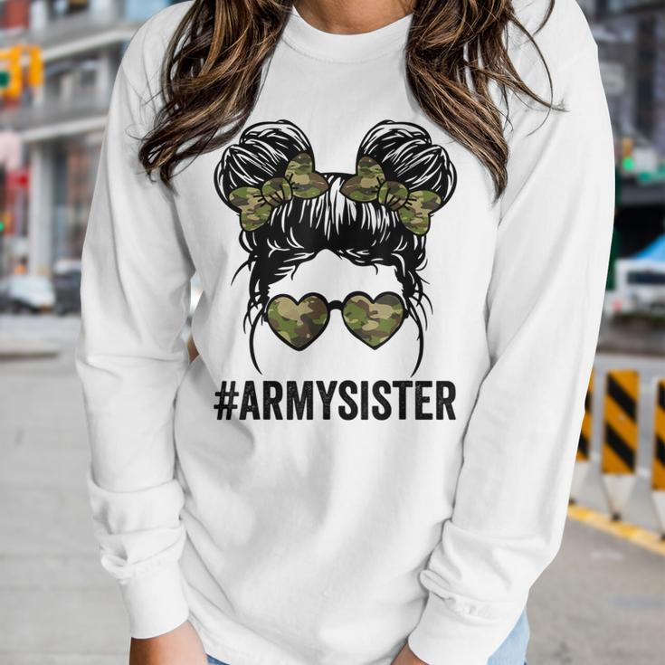 Proud Army Sister Funny For Army Wives Army Women Women Graphic Long Sleeve T-shirt Gifts for Her