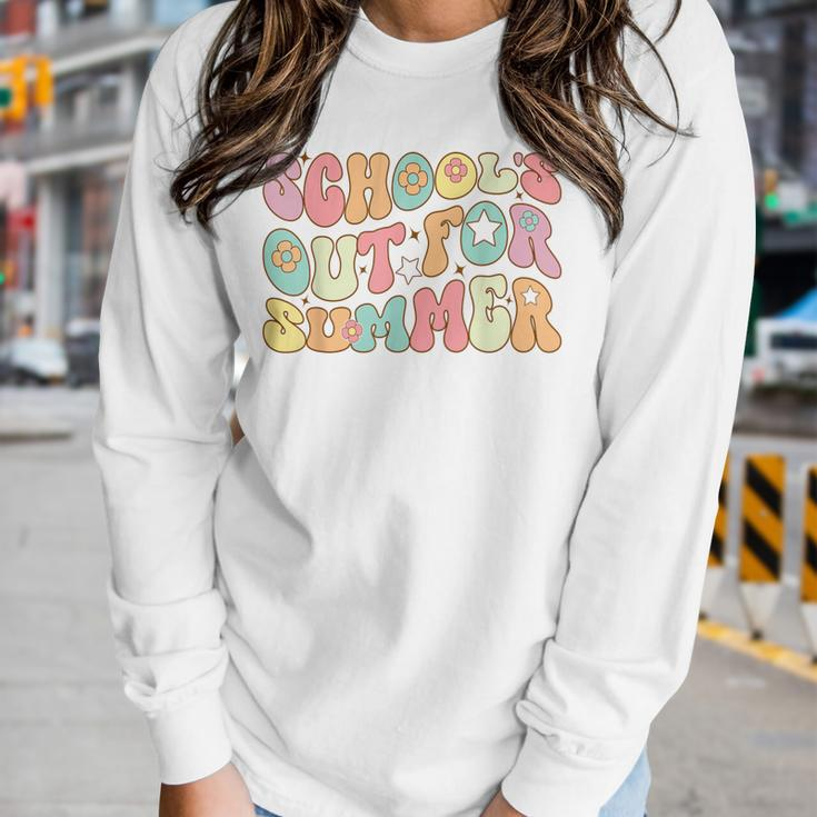 Retro Groovy Schools Out For Summer Graduation Teacher Kids Women Long Sleeve T-shirt Gifts for Her