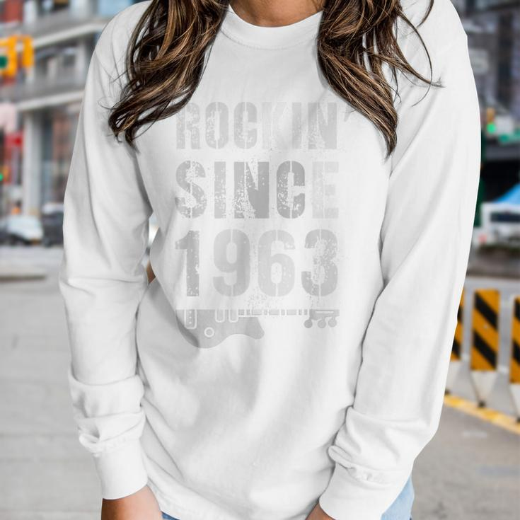Rockin Awesome Since 1963 Legendary Rockstar 60Th Birthday Women Graphic Long Sleeve T-shirt Gifts for Her