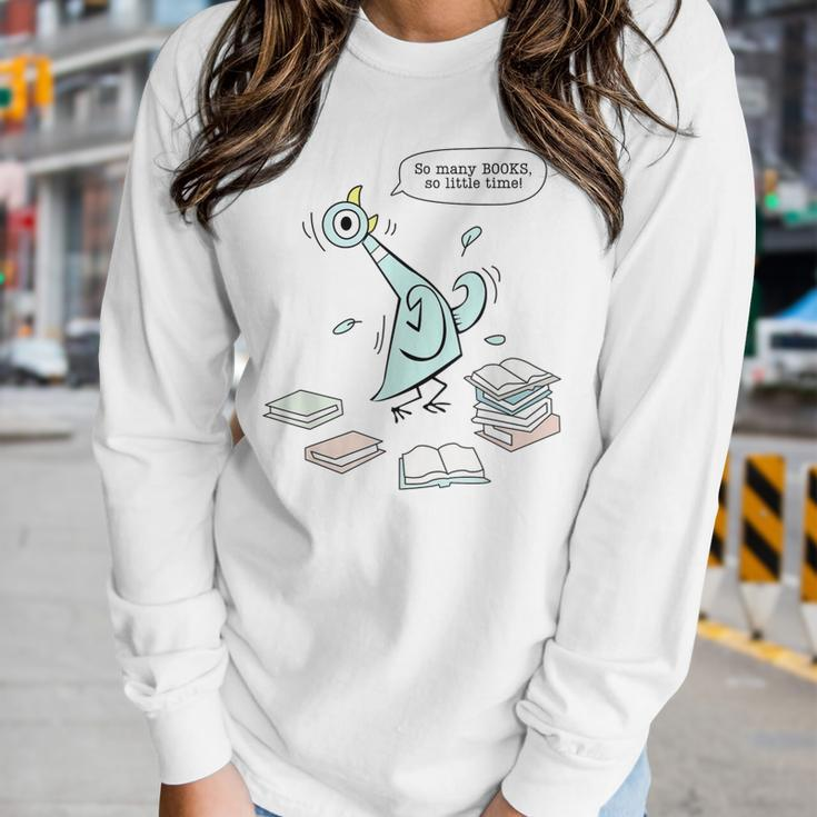 Teacher Library Read Mo Books Pigeon Reading Library Women Long Sleeve T-shirt Gifts for Her