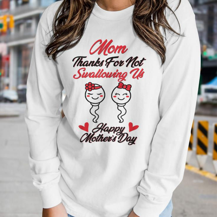 Thanks For Not Swallowing Us Happy Mothers Day Fathers Day Women Graphic Long Sleeve T-shirt Gifts for Her