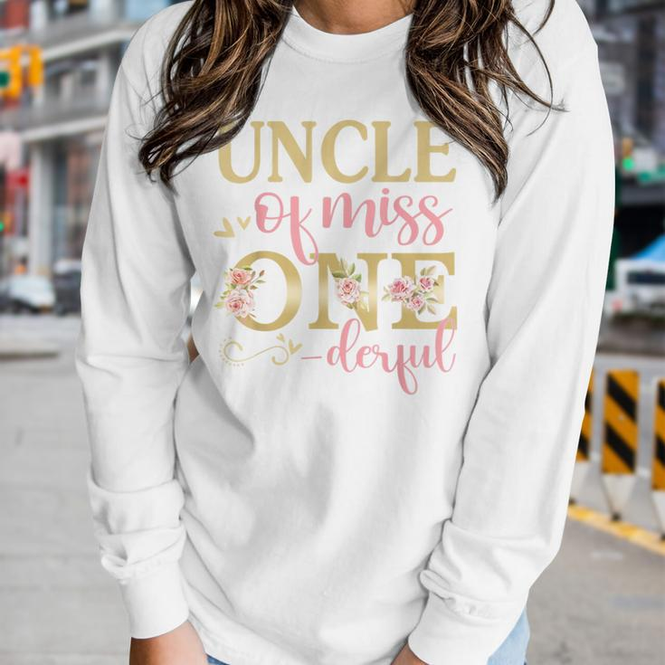 Uncle Of Little Miss Onederful 1St Birthday Family Matching Women Graphic Long Sleeve T-shirt Gifts for Her