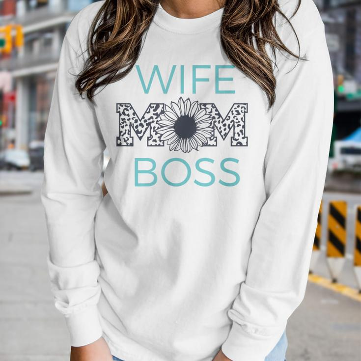 Wife Mom Boss Mommy Wifey Happy Women Long Sleeve T-shirt Gifts for Her