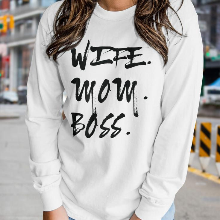Womens Wife Mom Boss Womens 2023 Women Long Sleeve T-shirt Gifts for Her