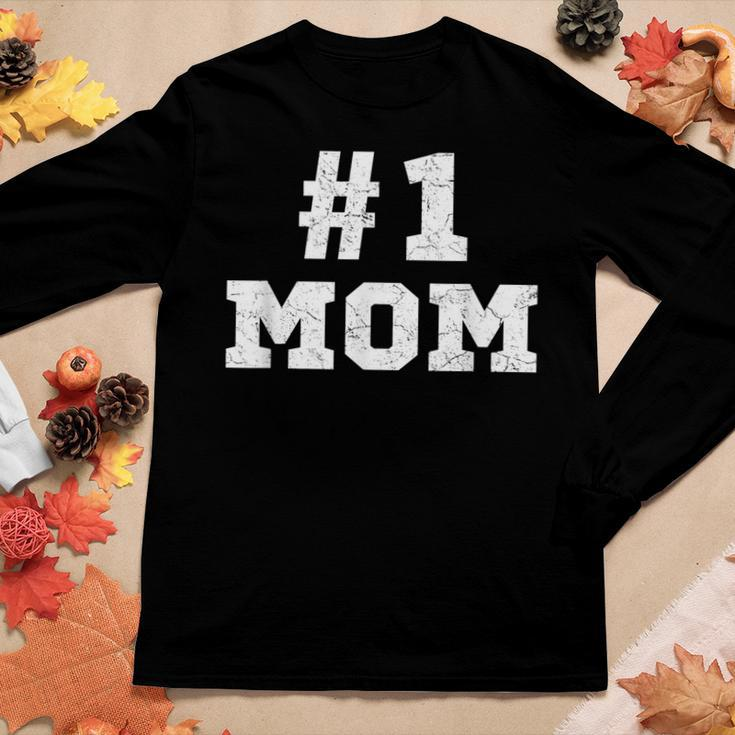 1 Mom Number One Mom Mama Mother Funny Mothers Day Women Graphic Long Sleeve T-shirt Personalized Gifts