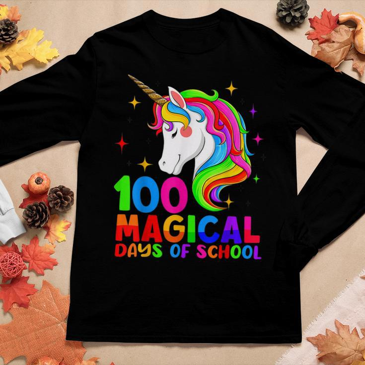 100 Magical Days Of School Unicorn Teacher Students Girls Women Graphic Long Sleeve T-shirt Funny Gifts