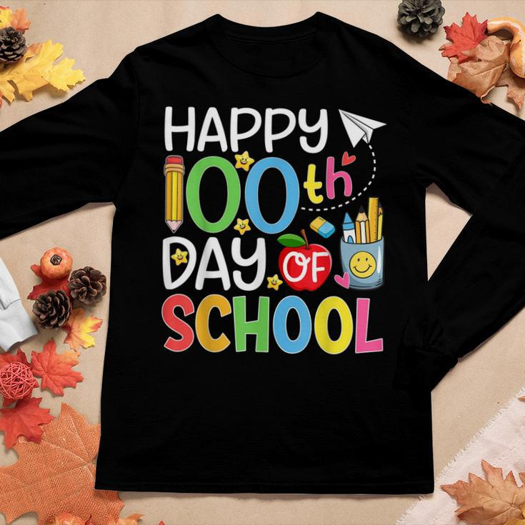 100Th Day Of School Teachers Students Kids Happy 100 Days Women Graphic Long Sleeve T-shirt Personalized Gifts