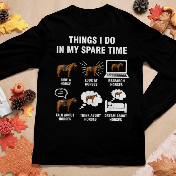 6 Things I Do In My Spare Time Horse Riding Women Long Sleeve T-shirt Unique Gifts